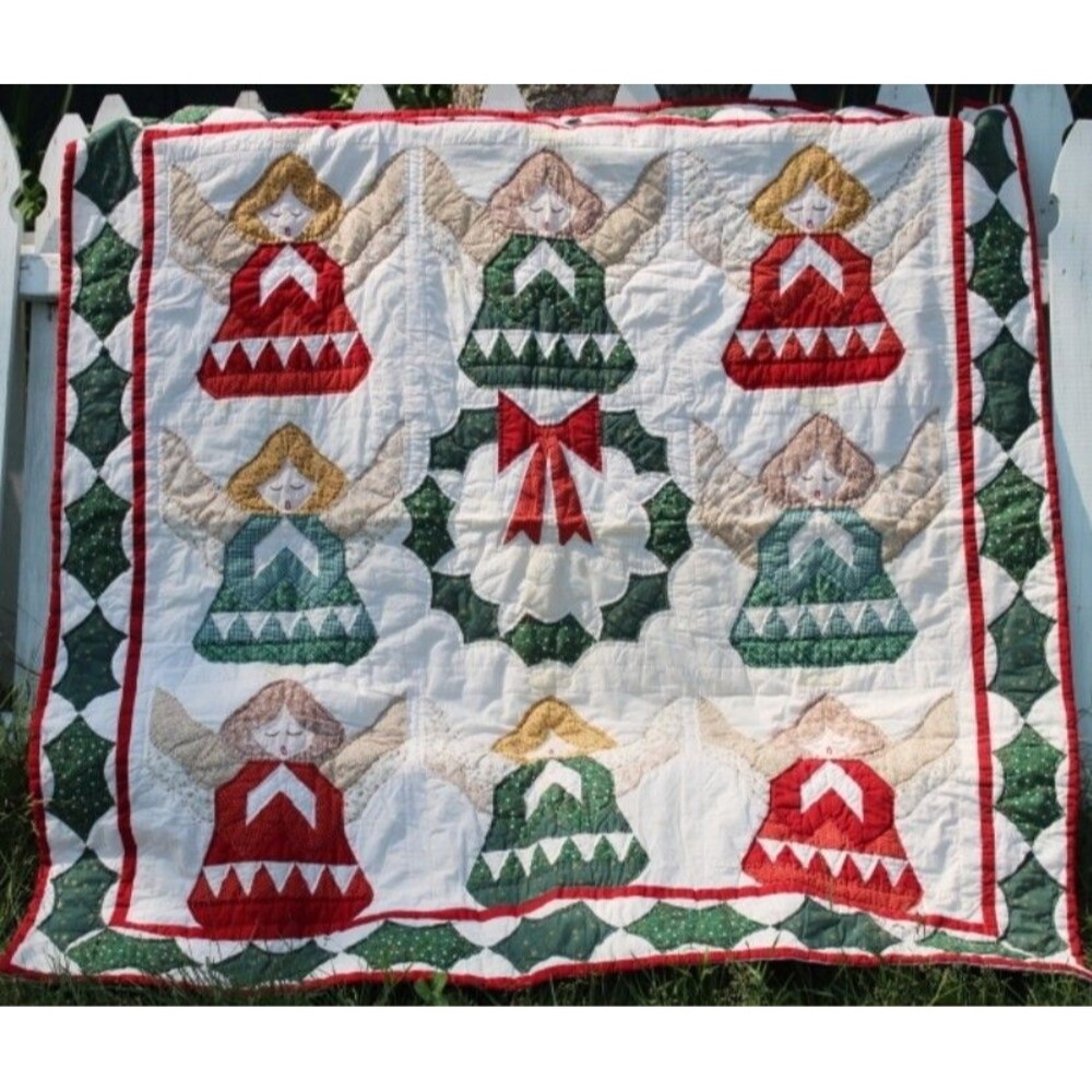 Vintage American Pacific Quilt Throw Blanket Christmas Angel Choir 56" X 56" New